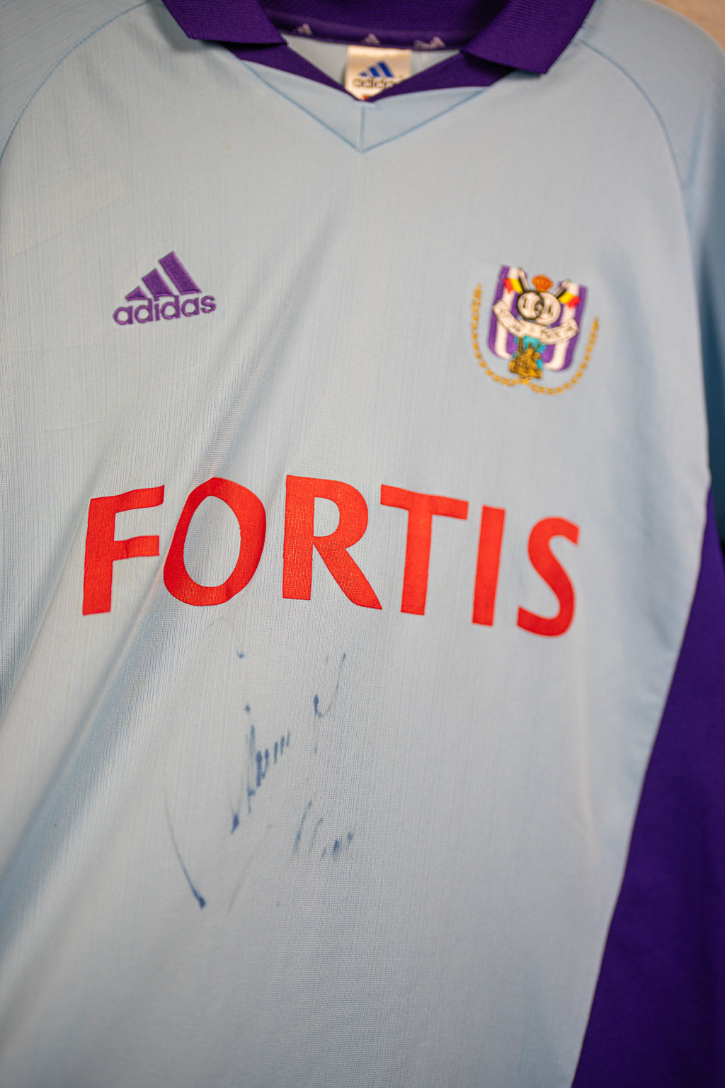 Anderlecht away match worn & signed Hendrikx #14