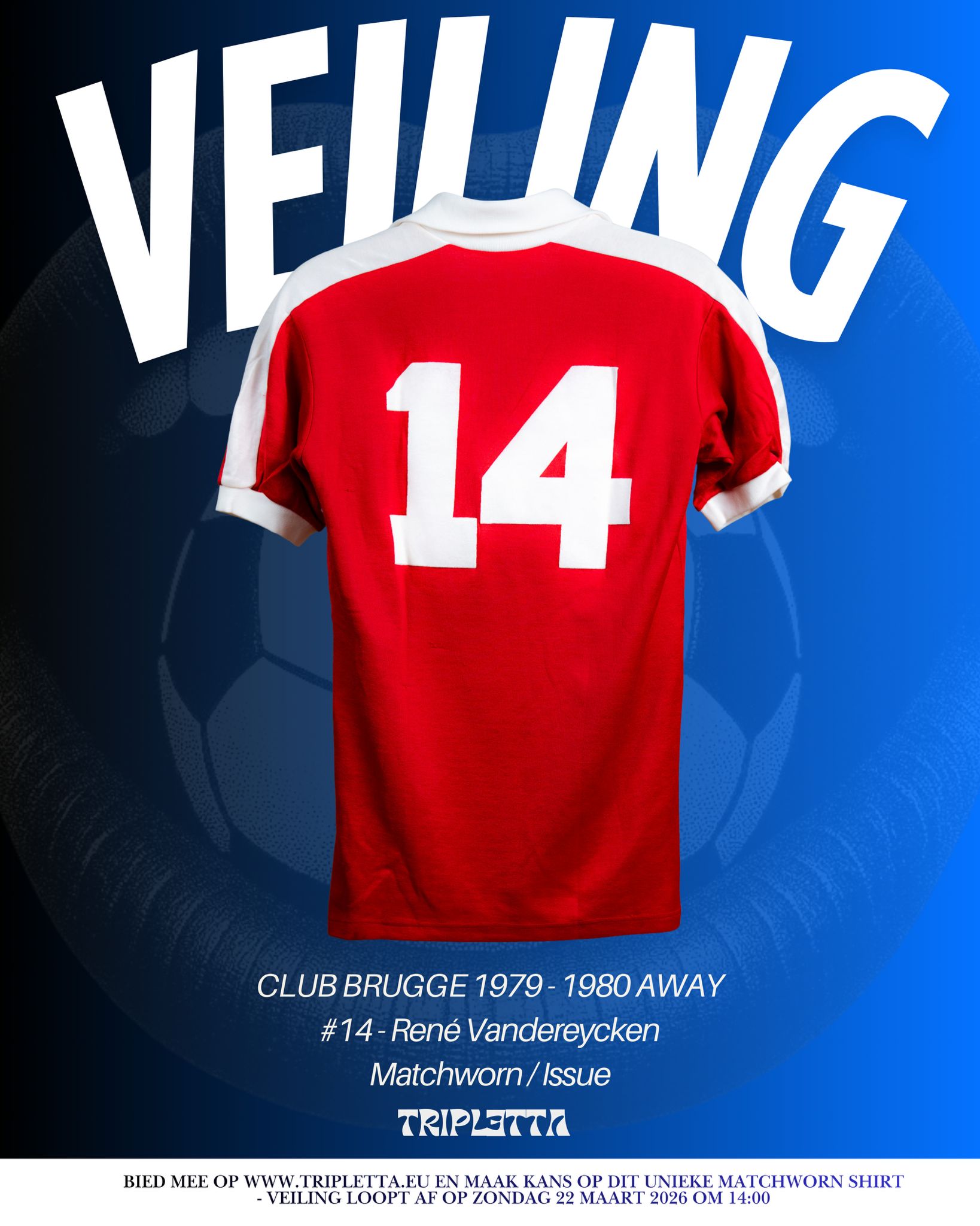 Club Brugge 1979 away René Vandereycken Match Worn