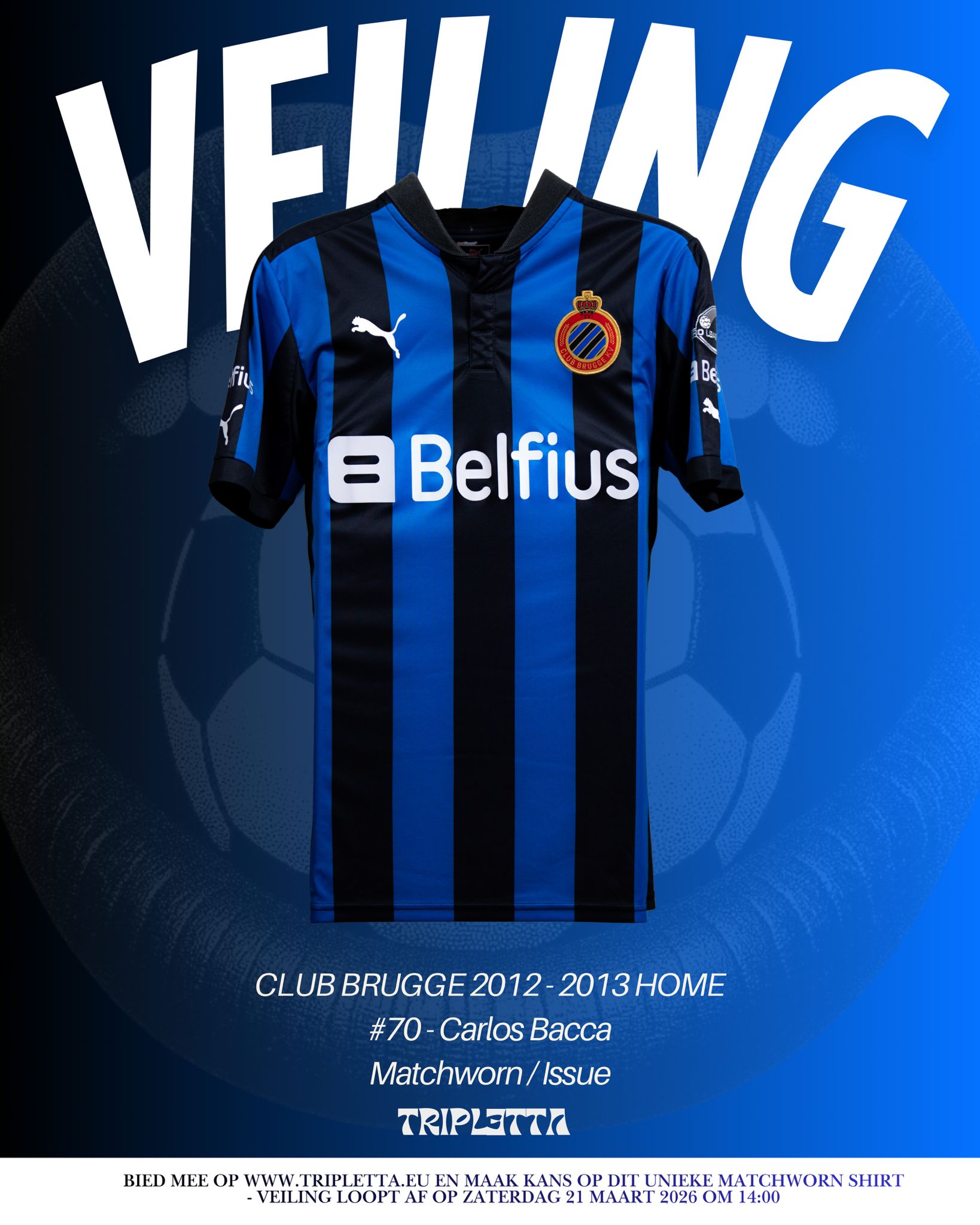Club Brugge 2012/2013 Carlos Bacca Match Worn