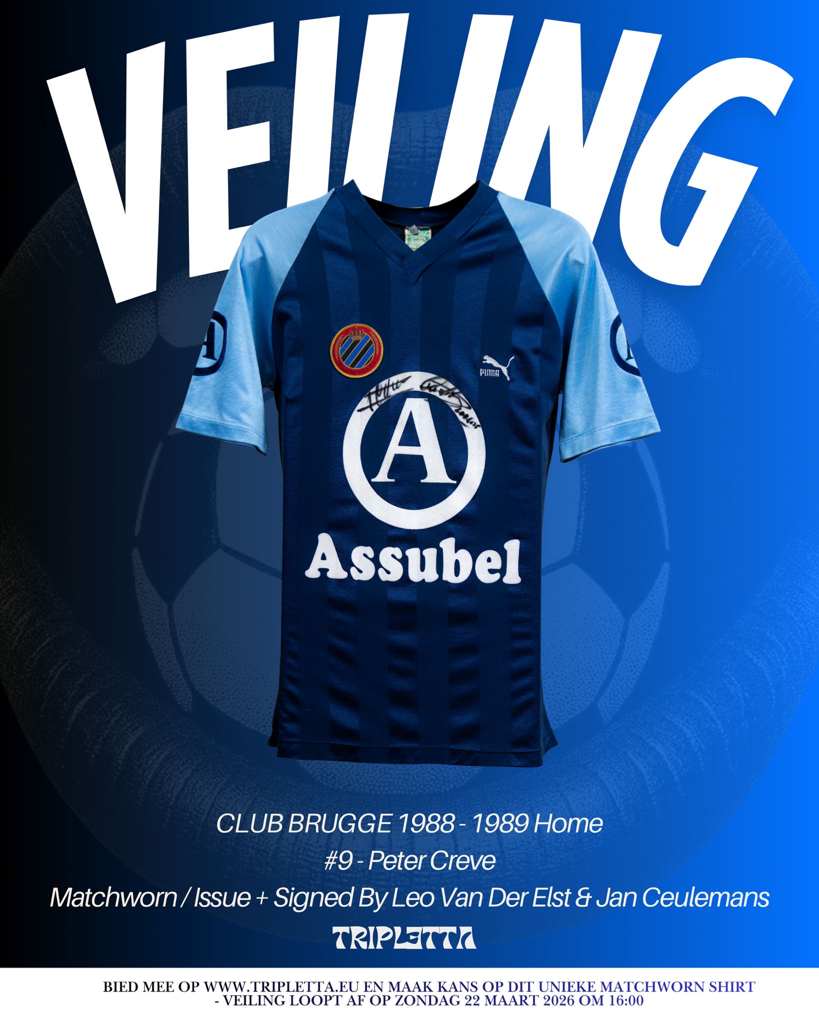 Club Brugge 1988/1989 Peter Creve Match Worn