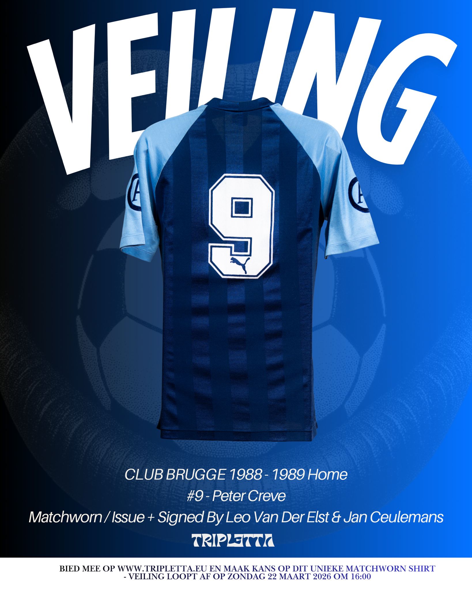 Club Brugge 1988/1989 Peter Creve Match Worn