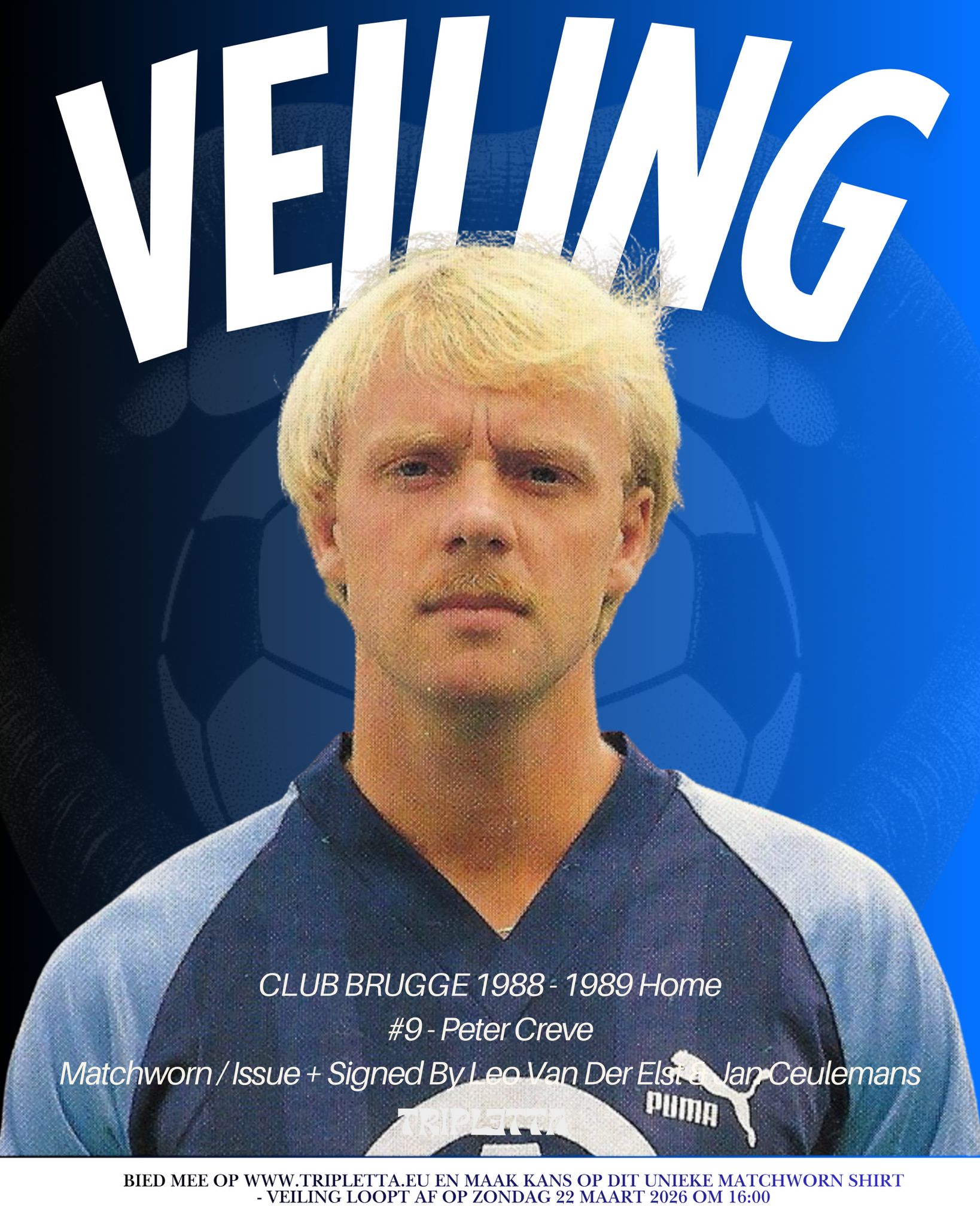 Club Brugge 1988/1989 Peter Creve Match Worn